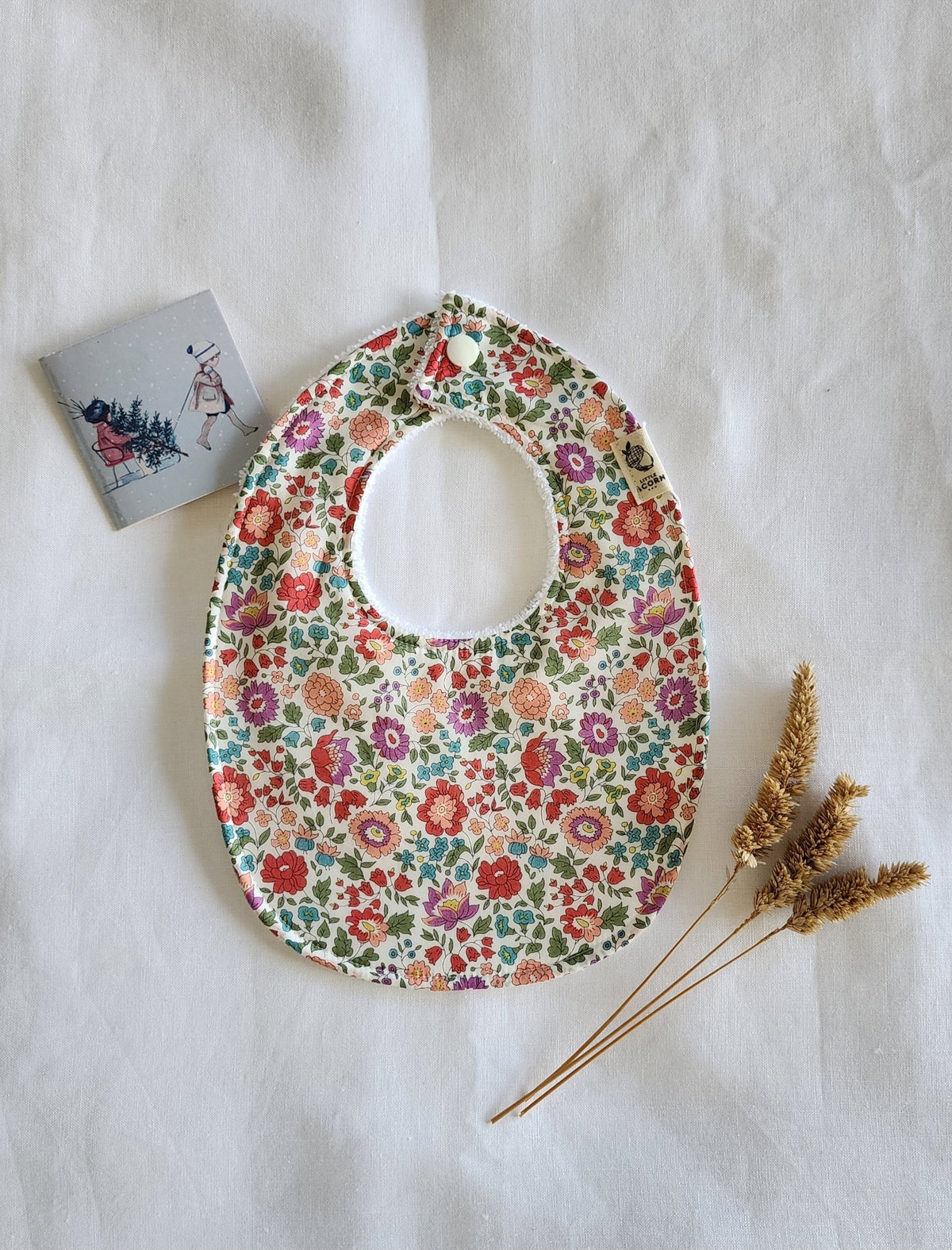 Little Acorn Liberty Bib 'Danjo' - Red/Salmon