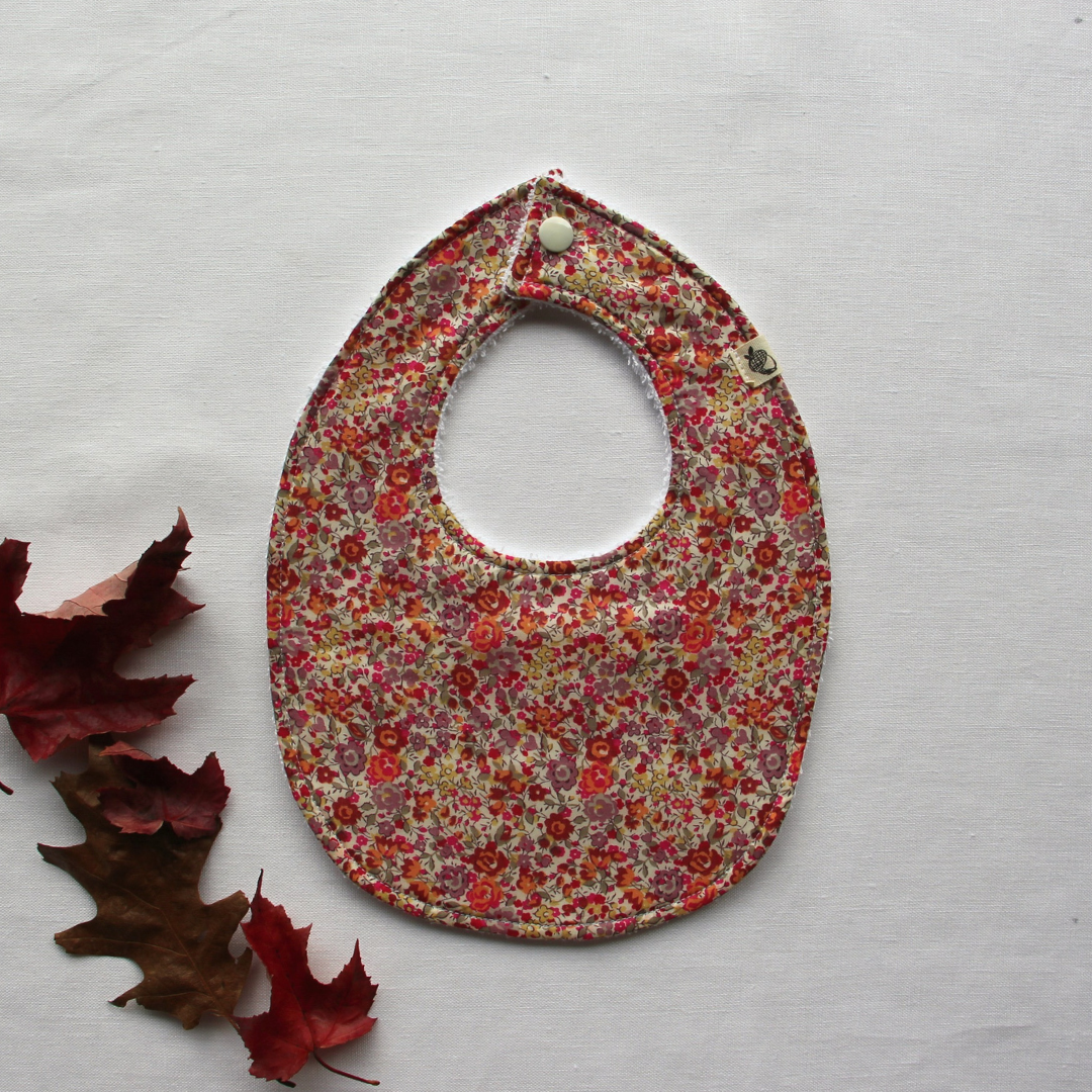 Little Acorn Liberty Bib 'Emma & Georgina' - Rust/Peach