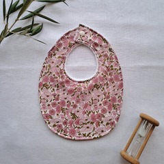 Little Acorn Liberty Bib 'Poppy & Daisy' - Dusky Pink
