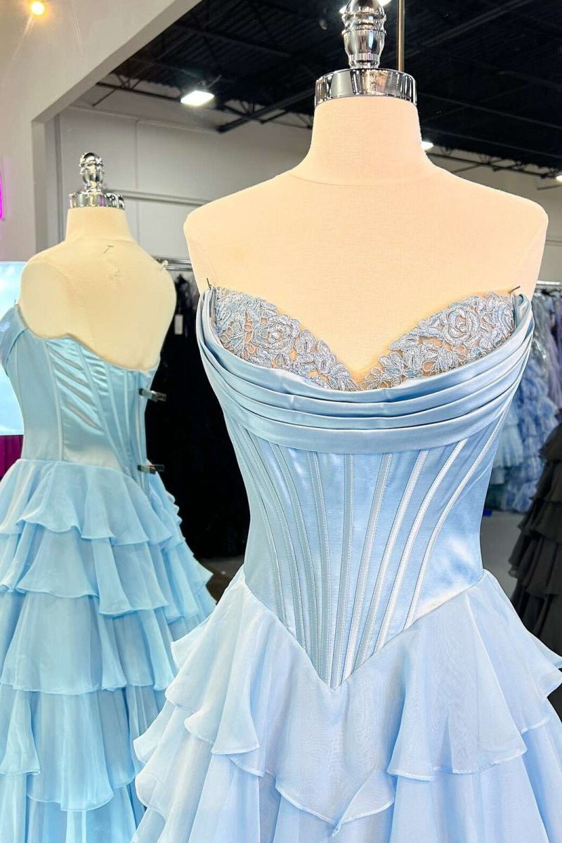 Strapless Satin A-Line Prom Dress - Image 8