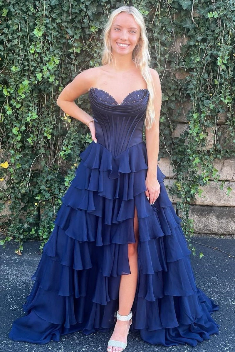 Strapless Satin A-Line Prom Dress - Image 19