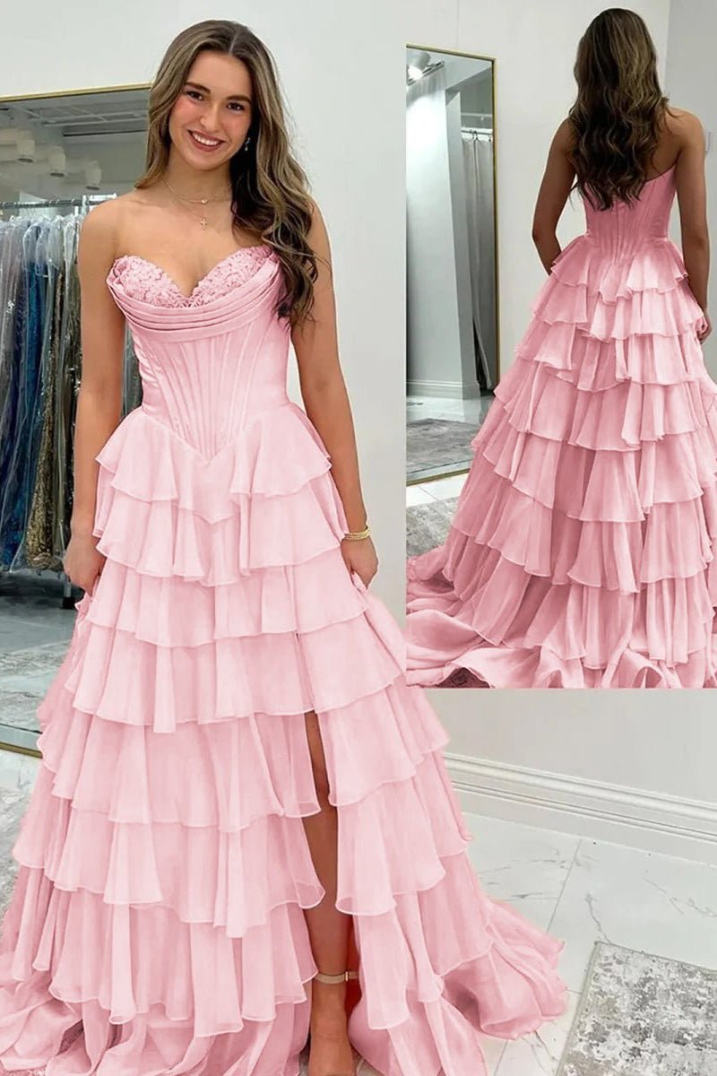 Strapless Satin A-Line Prom Dress - Image 24