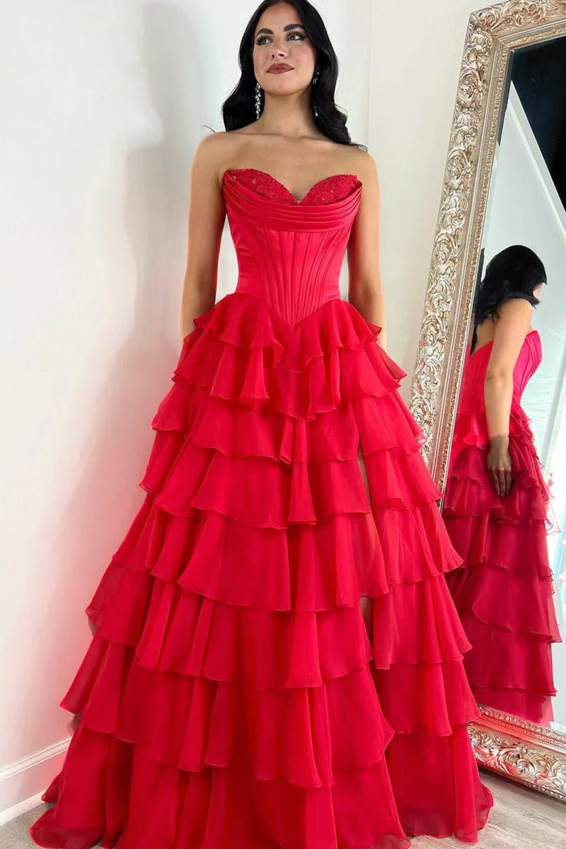 Strapless Satin A-Line Prom Dress - Image 15