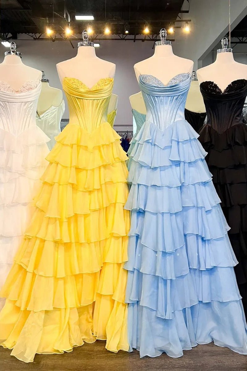 Strapless Satin A-Line Prom Dress - Image 7