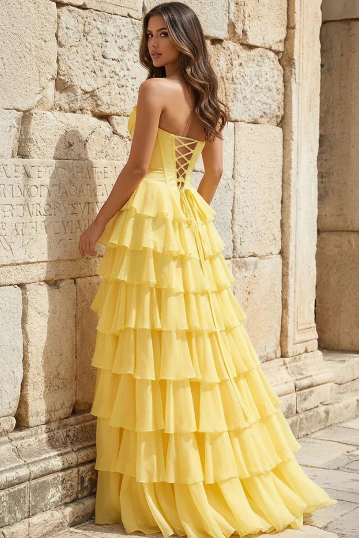 Strapless Satin A-Line Prom Dress - Image 2