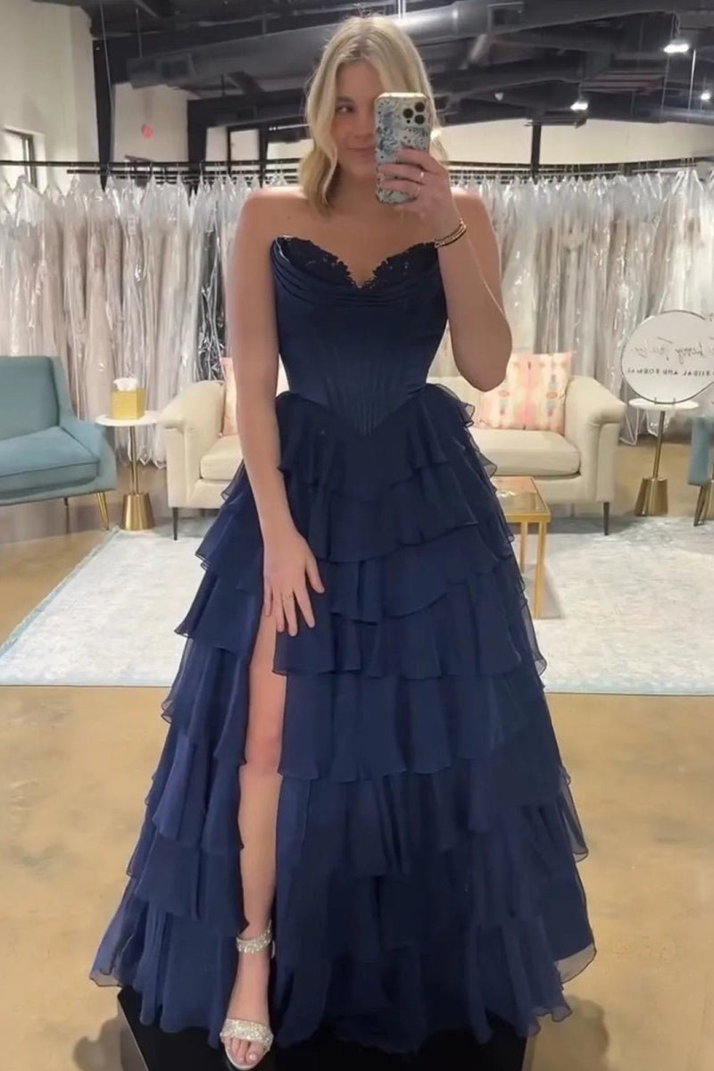 Strapless Satin A-Line Prom Dress - Image 21