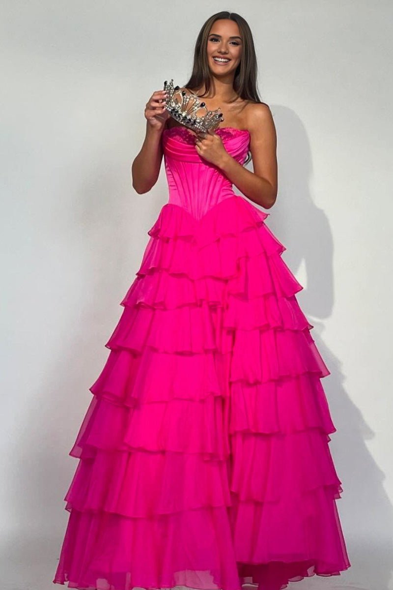 Strapless Satin A-Line Prom Dress - Image 12
