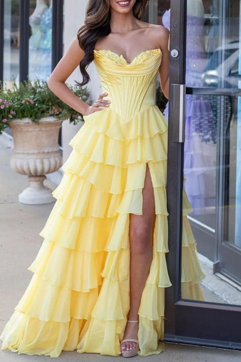 Strapless Satin A-Line Prom Dress - Image 3
