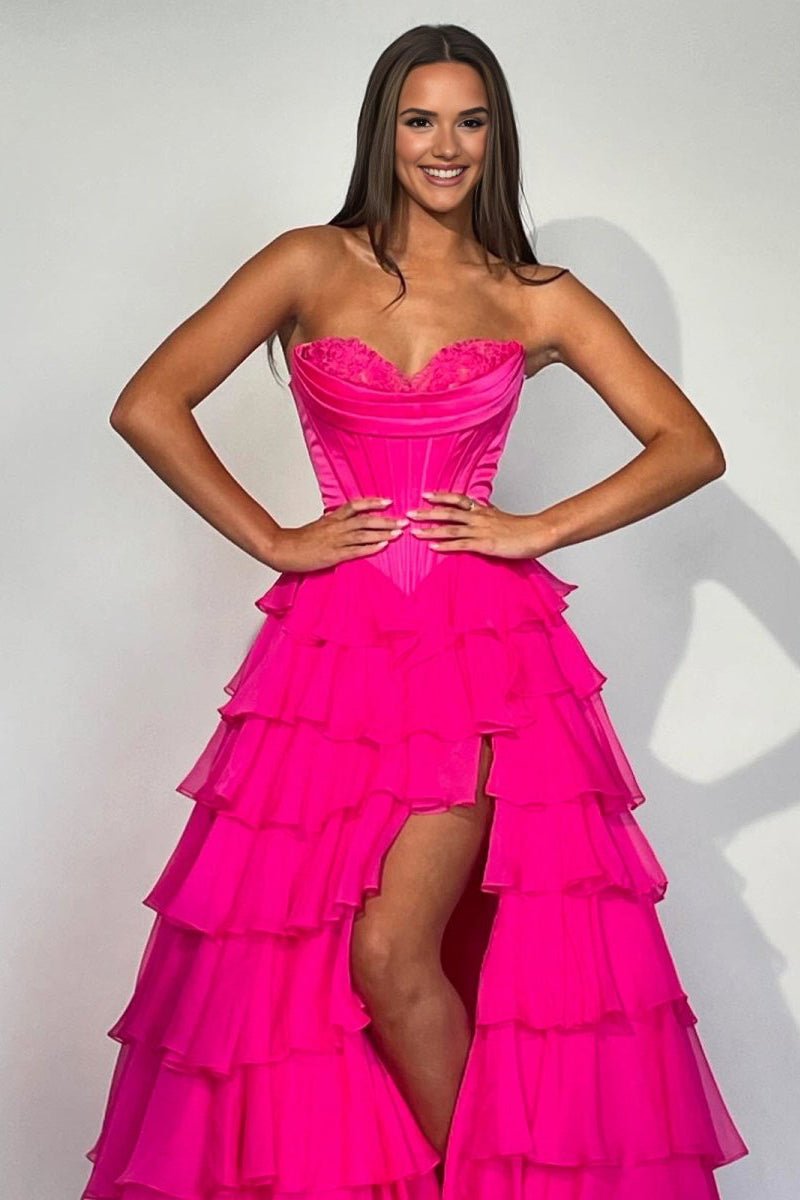 Strapless Satin A-Line Prom Dress - Image 13