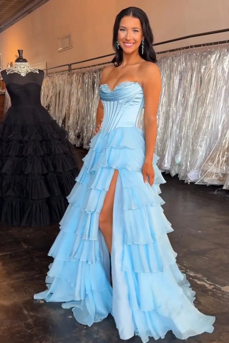 Strapless Satin A-Line Prom Dress - Image 6