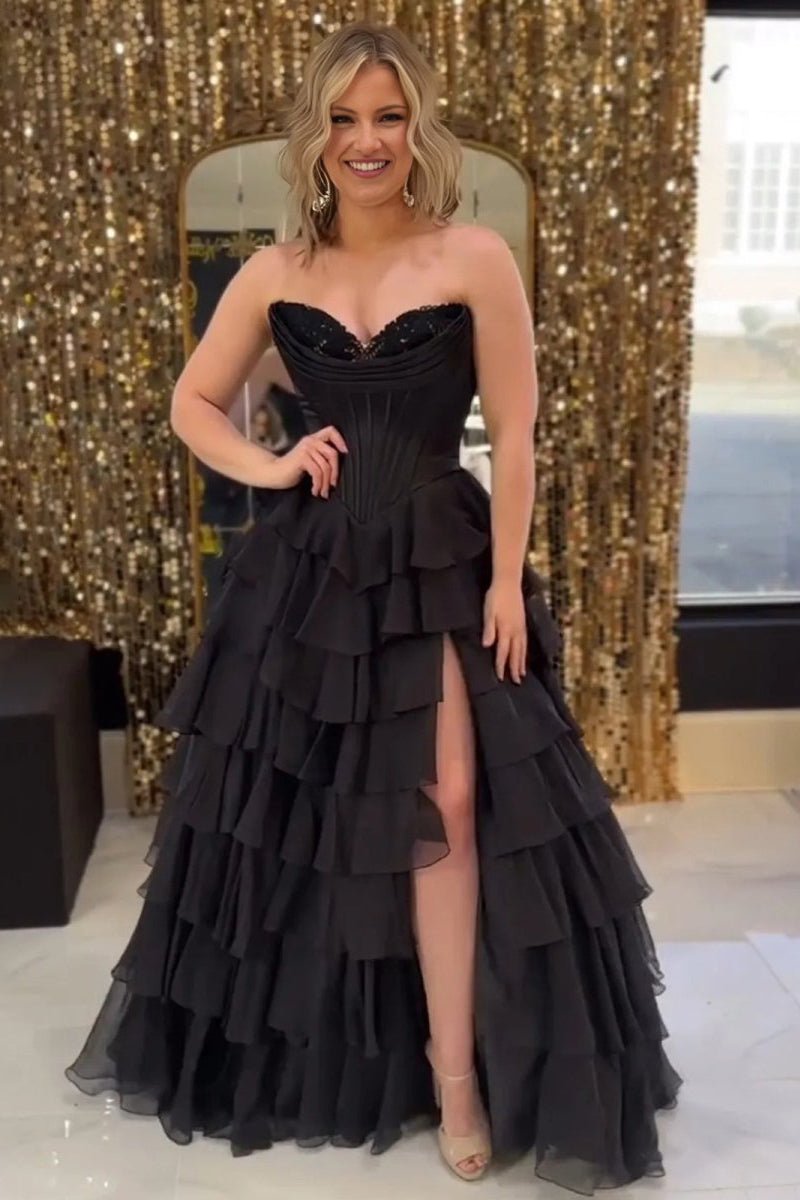 Strapless Satin A-Line Prom Dress - Image 11