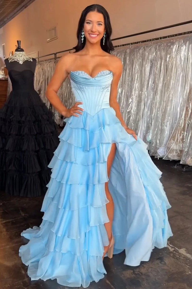 Strapless Satin A-Line Prom Dress - Image 5