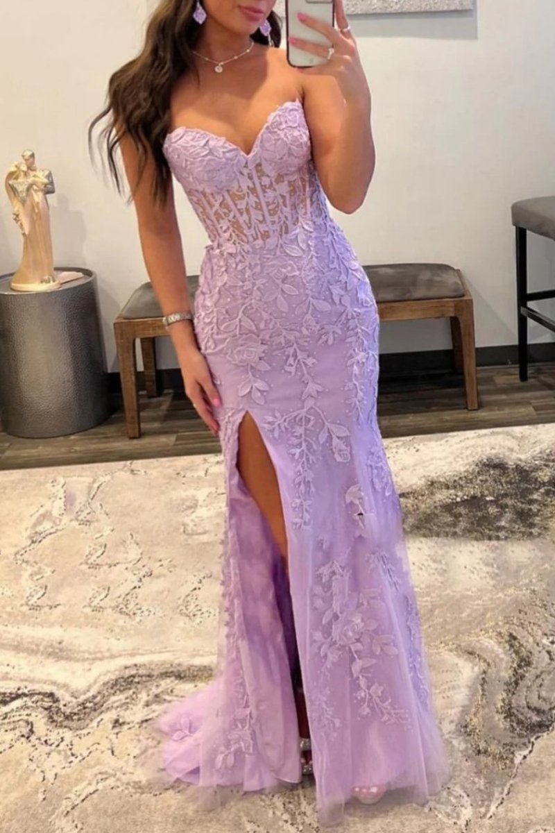 Strapless Satin Mermaid Prom Dress